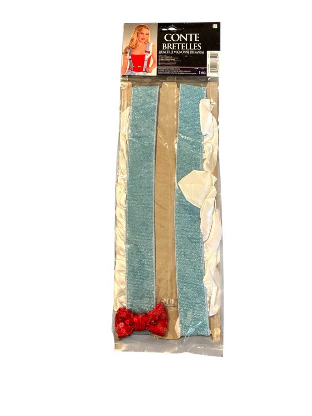 New Kansas Cutie Blue Dorothy Sparkly Suspenders Costume